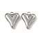 Non-Tarnish 201 Stainless Steel Pendants, Heart Charm, Stainless Steel Color, 15.5x12.5x3.5mm, Hole: 1.8mm