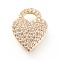 Brass Micro Pave Clear Cubic Zirconia Pendants, Long-Lasting Plated, Heart, Golden, 15.5x12x2mm, Hole: 3x4mm