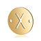 Stainless Steel Links connectors, Flat Round with Letter, Golden, Letter.X, 12x0.8mm, Hole: 0.8mm