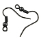 Brass Earring Hooks, with Horizontal Loop, Gunmetal, 17~19x16~18x0.8mm, Hole: 2mm