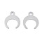 Tarnish Resistant 201 Stainless Steel Pendants, Laser Cut, Crescent Moon, Stainless Steel Color, 23x20x1mm, Hole: 3mm