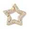 Rack Plating Brass Micro Pave Cubic Zirconia Twister Clasps, Cadmium Free & Lead Free, Long-Lasting Plated, Real 18K Gold Plated, Star, Clear, 22x23x3mm