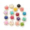 Brass Micro Pave Cubic Zirconia Beads, with Grade A Rhinestone & Resin, Lead Free & Cadmium Free, Long-Lasting Plated, Real 18K Gold Plated, Flower, Mixed Color, 18x11mm, Hole: 1mm