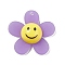 Frosted Translucent Acrylic Pendants, Sunflower with Smiling Face Charm, Medium Purple, 29x30x9mm, Hole: 1.8mm