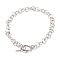 Tarnish Resistant Unisex 304 Stainless Steel Rolo Chains Bracelets, with Toggle Clasps, Stainless Steel Color, 7-7/8 inch(20cm)