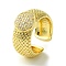 Brass Micro Pave Cubic Zirconia Open Cuff Rings, Cadmium Free & Lead Free, Flat Round, Real 16K Gold Plated, US Size 7 1/4(17.5mm)