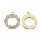 Alloy Rhinestone Pendants, Donut Charms, Golden, 21x17.5x1.8mm, Hole: 2mm