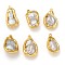 Natural Baroque Pearl Pendants, with Golden Brass Findings, Nuggets, Seashell Color, 28.5~34x16~19x9~11.5mm, Hole: 1.5~1.8mm