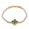 Clover Brass Micro Pave Cubic Zirconia Link Bracelets, Long-Lasting Plated, Golden, 7-7/8 inch(20.1cm)