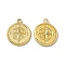 PVD Vacuum Plating 304 Stainless Steel Pendants, Flat Round with Compass, Golden, 19x16x1.5mm, Hole: 2.2mm