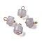 Acrylic Pendants, with Brass Loops, Column, Rosy Brown, 12.5x8.5mm, Hole: 2.5mm