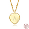 925 Sterling Silver Satellite Chains Pendant Necklaces, Heart, Golden, Letter A, 15.75 inch(40cm)