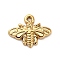 304 Stainless Steel Pendants, Bees Charm, Real 18K Gold Plated, 9x11x1.5mm, Hole: 0.7mm