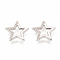 Brass Micro Pave Clear Cubic Zirconia Pendants, Star, Platinum, 15x15.5x1.5mm