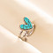 304 Stainless Steel Heart Cuff Rings, Love Design Synthetic Turquoise Open Ring for Women Men
