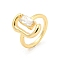 Letter C & Rectangle Brass Micro Pave Clear Cubic Zirconia Open Cuff Rings, Solitaire Ring, Long-Lasting Plated, Golden, US Size 6(16.5mm)