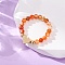 Natural Carnelian Rings, with Elastic Crystal Thread & Brass Beads & Natural Stone Beads, Golden, Inner Diameter: 20mm