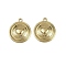304 Stainless Steel Pendants, Flat Round with Heart Charm, Golden, 21.5x18.5x4.5mm, Hole: 1.8mm