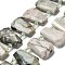 Natural Tree Agate Beads Strands, with Glass Beads, Faceted, Teardrop, Top Drilled, 26~30.5x16~22.5x6.5~8.5mm, Hole: 1.4mm, about 18pcs/strand, 15.28~15.94''(38.8~40.5cm)