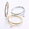 304 Stainless Steel Bangles, with Rhinestone, Heart, Mixed Color, 5.8x4.8cm, 1.5~6mm