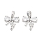 Brass Micro Pave Cubic Zirconia Pendants, Cadmium Free & Nickel Free & Lead Free, Platinum, Bowknot, Clear, 13x13x3.5mm, Hole: 5x3mm