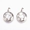Natural Howlite Pendants, with Brass Findings, Flat Round with Star, Platinum, 27x23x6.5mm, Hole: 5x8mm