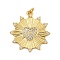 Rack Plating Brass Micro Pave Cubic Zirconia Pendants, with Jump Ring, Long-Lasting Plated, Cadmium Free & Lead Free, Sun with Heart, Real 18K Gold Plated, 28x24.5x3mm, Hole: 3.5mm