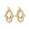 Brass Micro Pave Cubic Zirconia Pendants, Cadmium Free & Lead Free, with Shell, Real 18K Gold Plated, Hamsa Hand, Clear, 24x17x2.5mm, Hole: 3mm