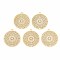 Rack Plating 201 Stainless Steel Connector Charms, Etched Metal Embellishments, Nickel Free, Flat Round, Real 18K Gold Plated, 22.5x20.5x0.4mm, Hole: 1.2mm