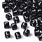 Opaque Acrylic Beads, Horizontal Hole, Alphabet Style, Cube, Black & White, Letter.L, 5x5x5mm, Hole: 2mm, about 5000pcs/500g