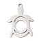 201 Stainless Steel Pendants, Tortoise Charm, Laser Cut, Stainless Steel Color, 18x14x1mm, Hole: 1.4mm