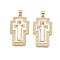 Brass Micro Pave Clear Cubic Zirconia Pendants, Cadmium Free & Lead Free, with Shell, Cross Charms, Real 18K Gold Plated, 33x19x3mm, Hole: 5x3.5mm