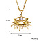 Retro Stainless Steel Clear Cubic Zirconia Eye Pendant Cable Chain Necklaces for Women, Golden