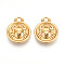 304 Stainless Steel Pendants, Flat Round with Twelve Constellations Charms, Real 18K Gold Plated, Ion Plating(IP), Cancer, 20.5x17x3~4.5mm, Hole: 2.5x2.7mm