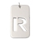 304 Stainless Steel Pendants, with Jump Ring, Rectangle with Hollow Letter Charm, Anti-Tarnish, Laser Cut, Letter R, 49.5x28x1.5mm, Hole: 6.5mm