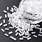 Glass Bugle Beads, Imitation Cat Eye, Round Hole, Creamy White, 3~8x2mm, Hole: 0.7mm, about 450g/pound