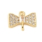 Brass Micro Pave Cubic Zirconia Connector Charms, Cadmium Free & Nickel Free & Lead Free, Bowknot, Real 18K Gold Plated, 9x12x3mm, Hole: 1.2mm