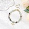 Natural Lapis Lazuli Round Beads Multi-strand Bracelets, Brass Bees Charm Bracelets for Women, 7-5/8 inch(19.5cm)
