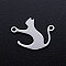 Tarnish Resistant 201 Stainless Steel Kitten Links connectors, Cat Silhouette, Stainless Steel Color, 19x15x1mm, Hole: 1.5mm