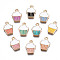 Alloy Enamel Pendants, Cupcake, Light Gold, Mixed Color, 16x11x2mm, Hole: 1.4mm