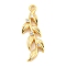 Brass Micro Pave Clear Cubic Zirconia Pendants, Leaf, Golden, 24x7.6x2.4mm, Hole: 1.2mm
