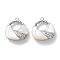 Brass Micro Pave Cubic Zirconia Pendants, Cadmium Free & Nickel Free & Lead Free, Shell Charms, Real Platinum Plated, 21.5x19x6.5mm, Hole: 1.6mm