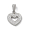 Ion Plating(IP) 304 Stainless Steel Micro Pave Cubic Zirconia Pendants, Polishing Charms, Heart, 11x10x1.8mm, Hole: 4x2.5mm