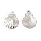 Non-Tarnish 304 Stainless Steel Pendants, Shell Charm, Stainless Steel Color, 20.5x16x2.5mm, Hole: 1.6mm