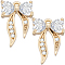 8Pcs Brass Micro Pave Clear Cubic Zirconia Charms, Bowknot, Real 18K Gold Plated, 13x9x3mm, Hole: 1mm