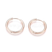 Серьги-кольца Huggie Hoop из нержавеющей стали 304 с ионным покрытием (IP) EJEW-F111B-21mm-RG