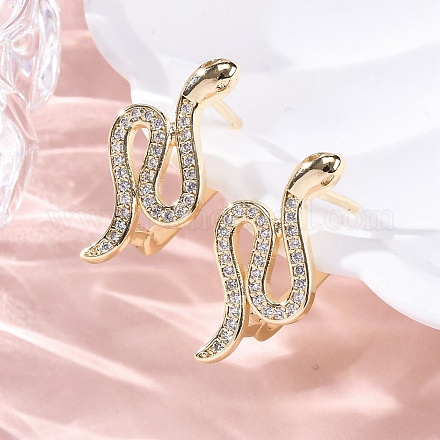 Серьги-кольца из латуни с прозрачным фианитом EJEW-Q014-36G-1