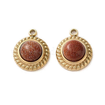 Полукруглые подвески из синтетического золотого камня STAS-L022-399G-01-1