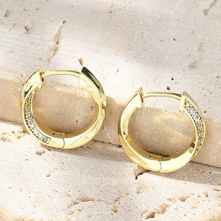 Серьги-кольца из латуни с микропаве из прозрачных кубических цирконий EJEW-D311-006G-1