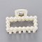Plastic Claw Hair Clips, with ABS Plastic Imitation Pearl Beads and Iron Findings, Rectangle, White, 28.5x39.5x26mm